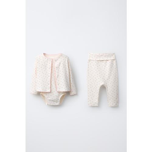 HEART PRINT JACKET, BODYSUIT, AND LEGGINGS SET - Pastel pink | ZARA United States