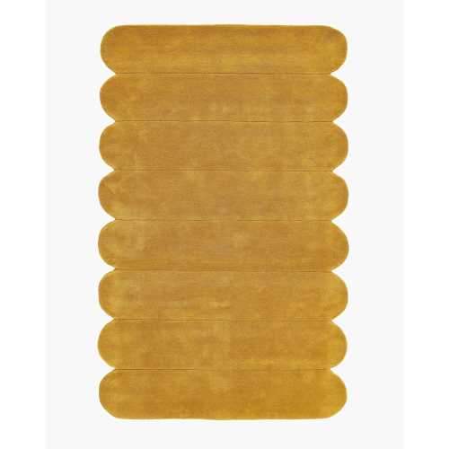 Scalloped Border Hand-Tufted Rug in Mustard
