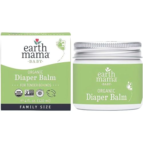 Earth Mama Organic Diaper Balm Economy Family Size | EWG Verified, Gentle Multitasking Cream for Sensitive Skin, 4-Fluid Ounce