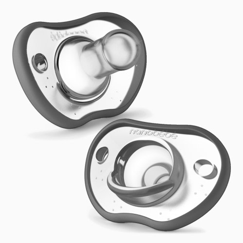 Nanobebe Flexy Pacifier (2 Pack) - Grey, 0-3 Months
