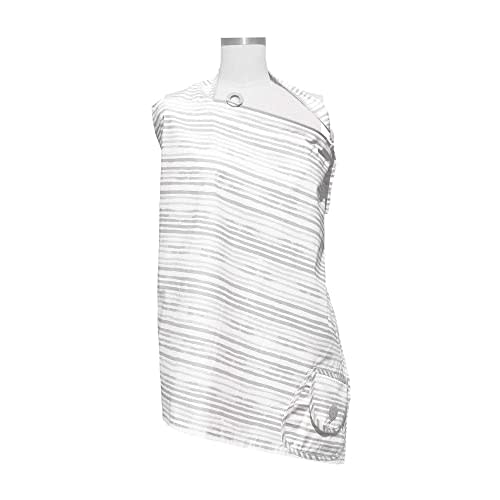 Boppy Nursing Cover for Breastfeeding, Gray Watercolor Stripes, Apron Style with Storage Pocket, Rigid Neckline to See Baby While Feeding, and Breastfeeding or Pumping
