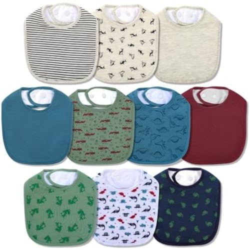 Hakochia Waterproof Baby Bibs Organic Cotton Super Soft and Absorbent With Adjustable Snap for Baby Boys and Girls
