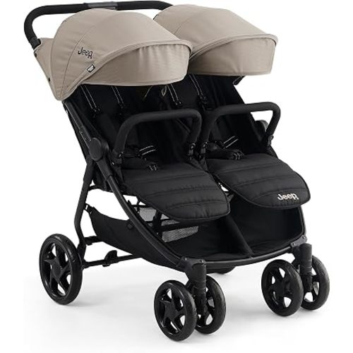 Jeep Lightweight Side by Side Double Stroller, Travel Stroller, Soft Tan