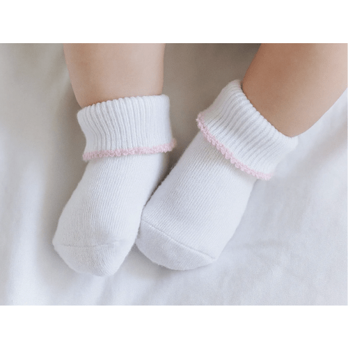 Magnolia Baby Girl Essentials White Socks - Pink Trim