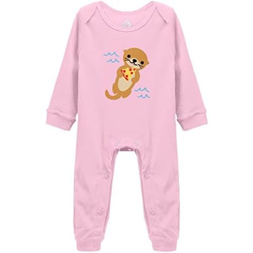 Otter with Pizza - Baby Climbing Playsuit Outfit Clothes Infant Cartoon Bodysuit