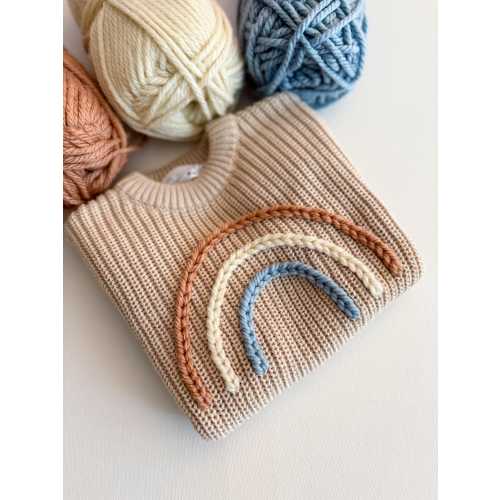 Hand Embroidered Rainbow Sweater, Rainbow Baby Sweater, Birth Announcement Sweater, Embroidered Rainbow Design, Rainbow Baby Embroidery