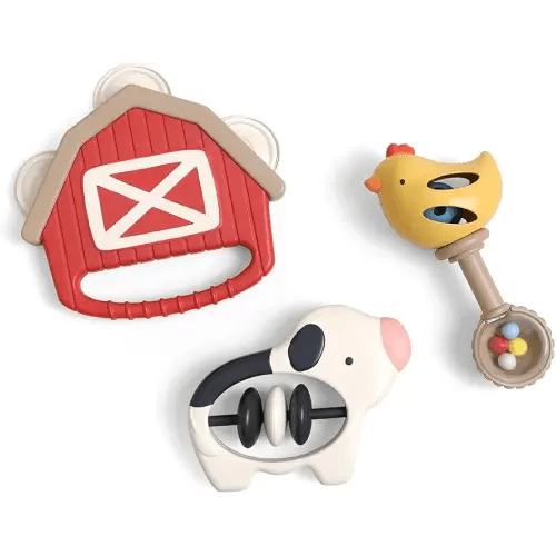Itzy Ritzy Musical Instrument Toy Set of 3, Baby Sensory Instruments (Farm)