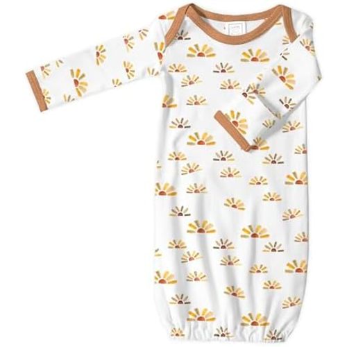 SwaddleDesigns Softest Cotton Baby Pajama Gown with Foldover Mitten Cuffs for Infant Boy and Girl, Newborn, 0-3 Months