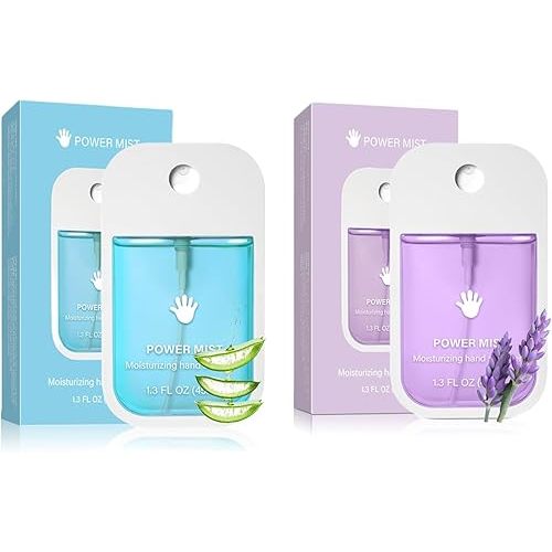 2pcs Hand Sanitizer Spray, Portable Power Mist Hydrating Hand Sanitizers Spray Travel Size, Pocket Hand Sanitizer Multi-Flavor Cleanses Your Hands (Blue & Purple)