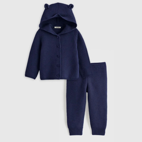 100% Organic Cotton Sweater Set in Navy