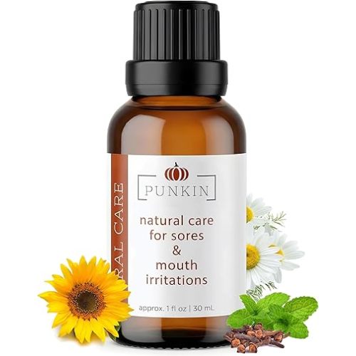 Punkin Organic Tooth & Gum Relief Oil - Pre-Diluted Clove Essential Oil Herbal Blend | Natural Daily Use Soothing Drops for Mouth Irritation | Chamomile & Peppermint Infusion (1oz)