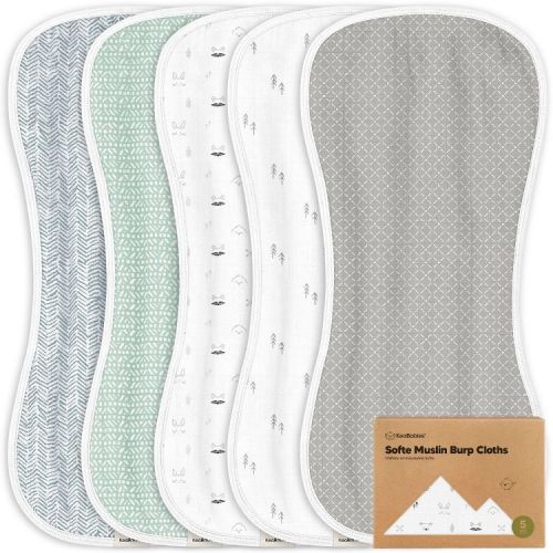 KeaBabies 5pk Organic Softe Muslin Burp Cloths for Baby Girls and Boys, Large Absorbent Burping Cloths for Babies, Baby Burp Clothes (Nordic)