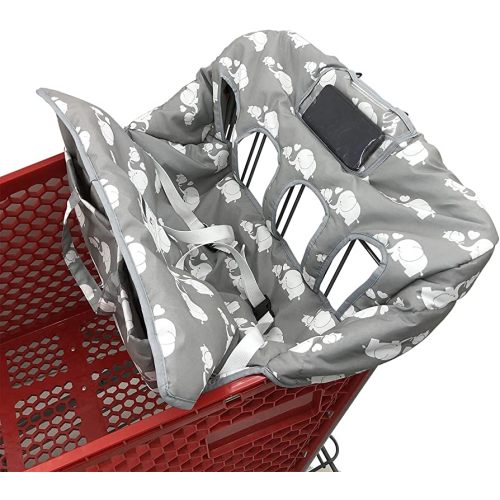 Twin Double Shopping Cart Cover for Baby Siblings with Carrying Case. Foldable Fit Wholesale Warehouse Grocery Stores Like Costco SAMS Club (White Elephant)