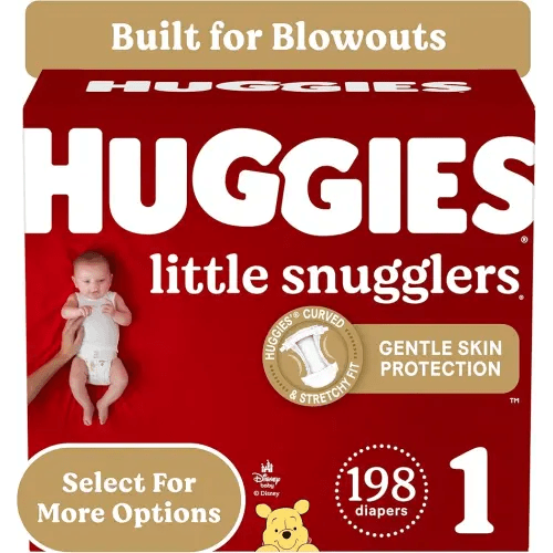 Huggies Size 1 Diapers, Little Snugglers Diapers, Size 1 (8-14 lbs), 198 Ct (6 packs of 33)