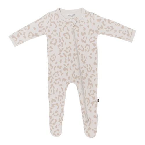 Zippered Footie in Oat Leopard