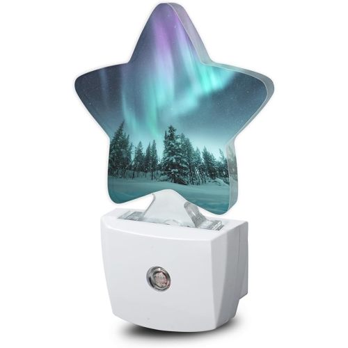 Northern Lights Forest Plug-in Night Light with Dusk-to-Dawn Sensor for Bedroom,Bathroom and Living Room Sleep Friendly lamp for Women/Girls/Boys Gift,0.5W
