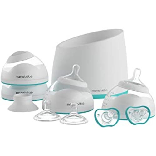 Nanobebe Baby Bottles Breastmilk Starter Set, Anti Colic Newborn Bottle Protects Breast Milk Nutrients, Breastfed Baby Bottles Set Includes Bottle Warmer (ttpm Award Winner)