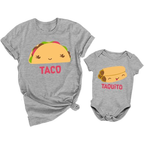 Tstars Taco and Taquito Mommy and Me Outfits Funny Mom and Baby Gift Idea for First Mother's Day or Baby Shower