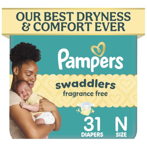 Pampers Swaddlers Diapers, Size 0 (up to 10 lbs), 31 Count, Fragrance Free, Hypoallergenic, Absorbent, Pediatrician Recommended, Skin Safe