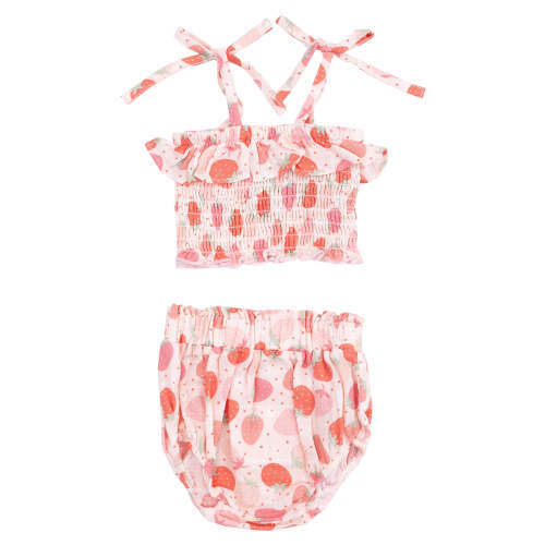 Smocked Ruffle Top & Bloomer, Strawberry Bliss