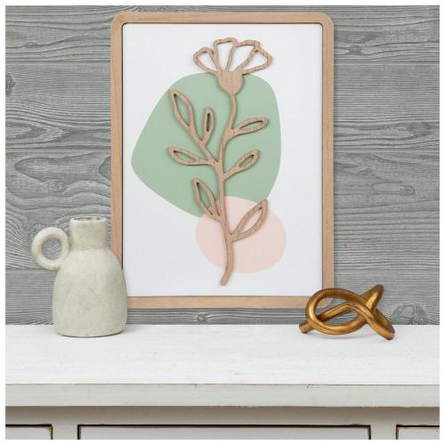 Flower Cutout Framed Wood Wall Decor