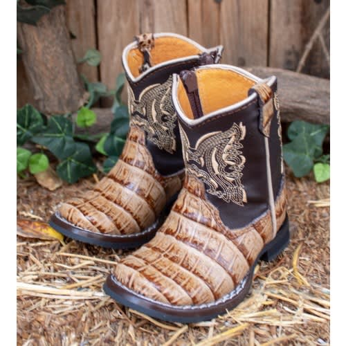 BABY toddler kids youth CROCODILE Faux unisex square toe leather cowboy boots cocodrilo