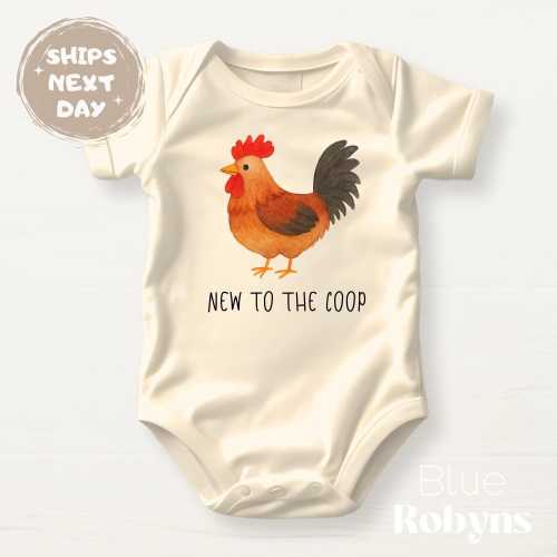 New to the Coop Baby Bodysuit Cute Chicken Farm Tshirt Baby Arrival Outfit Cute Baby Shower Gift Rooster Baby Outfit Chicken Shirt Newborn
