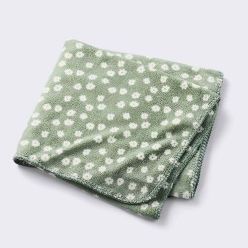 Plush Baby Blanket - Green Floral - Cloud Island™: Reversible, Microplush, Baby Blankets, 1-Pack
