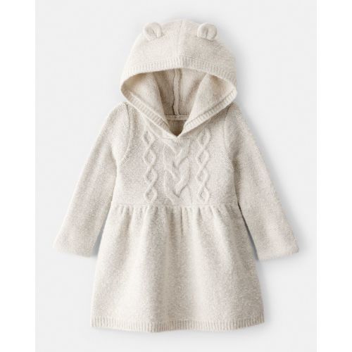 Baby Girl Long-Sleeve Hooded Sweater Dress with Bear Ears - Oatmeal - OshKosh B'gosh | Carter's