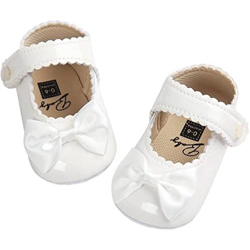 Baby Girls Mary Jane Burnish Pu Leather Bowknot Pincess Prewalker Christening Baptism Crib Shoes