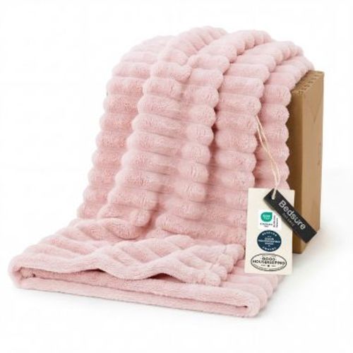 Bedsure Crystal Pink Throw Blanket, GentleSoft Soft Breathable Fleece, Stylish All Seasons Blanket for Sofa Home Decor, 50x70 Inches
