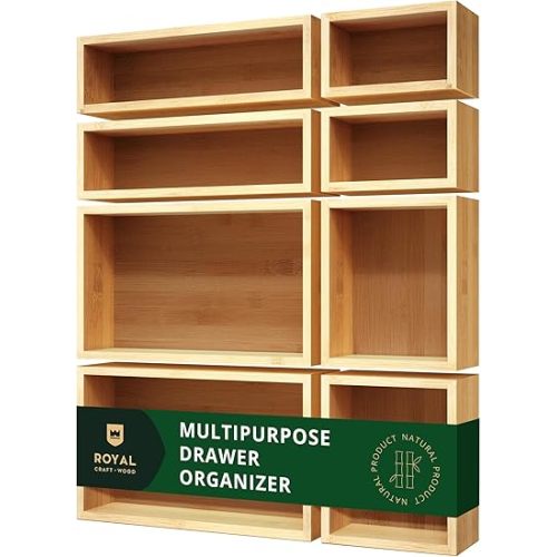ROYAL CRAFT WOOD Bamboo Jewelry Organizer Box & Chests Set - Versatile Storage Solution for Makeup, Jewelry, and Bathroom Essentials (8 Boxes)