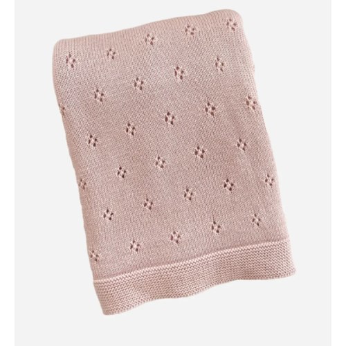 Cotton Heirloom Pique Blanket-Blush