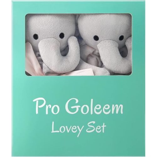 Pro Goleem Elephant Loveys for Babies Twin Baby Gifts Soft Security Blanket Baby Snuggle Toy Stuffed Animal Blanket for Infant and Toddler Gray, 2 Pack