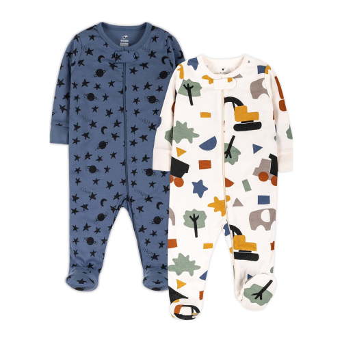 Little Star Organic Baby Unisex Sleep 'N Play Footed Pajamas, 2-Pack, Sizes Newborn-9 Months