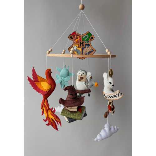 Wizard baby mobile Harry boy and girl , Magical crib mobile, owl baby mobile , Wizard nursery decor, Neutral felt cot mobile