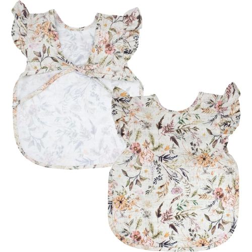BapronBaby Flutter Delilah Floral Bapron - No Neck Tie Safer Bib for Baby & Toddler - Soft Waterproof Stain Resistant - Machine Washable - Sz Baby/Toddler 6m-3T