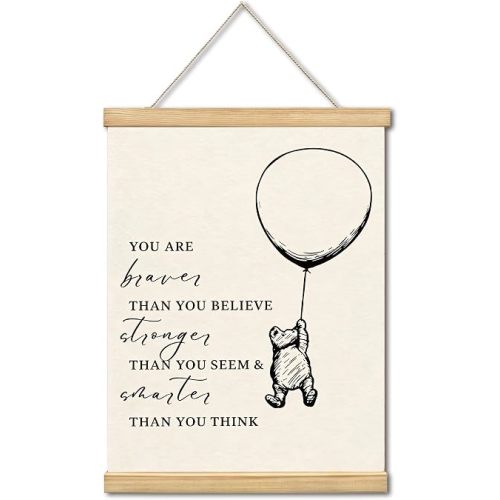 WUAWN Winnie Braver Quote Nursery Decor Hanging Banner Wall Art
