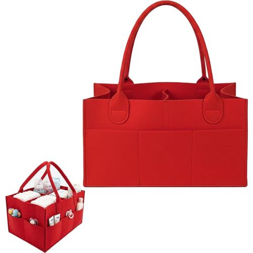 Baby Diaper Caddy is a versatile baby basket designed for nursery storage, car organization, and as a thoughtful gift for baby showers. Perfect for storing diapers and baby wipes. (Red)