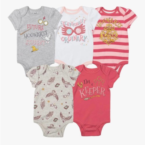 Harry Potter Baby Girls 5 Pack Bodysuits Newborn to Infant Sizes (Newborn - 24 Months)