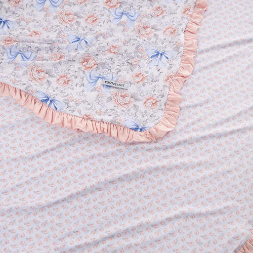 Floral Beige Reversible Agatha & Agatha Ditsy Ruffled Luxette Patoo® Blanket | Posh Peanut®