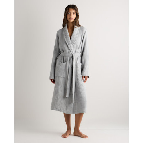 Soft Layered Turkish Cotton Robe in Twilight Blue
