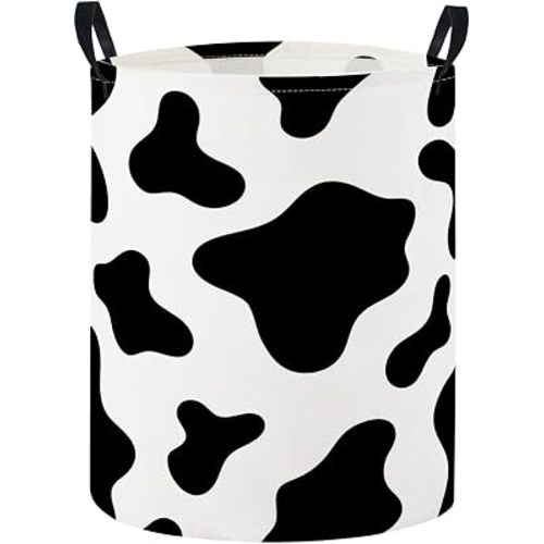 Baby Laundry Basket Baby Nursery Hamper Kids Laundry Basket Toy Storage Bin for Boys Room Decor Gift Baskets for Bedroom Bathroom(Black Cow)