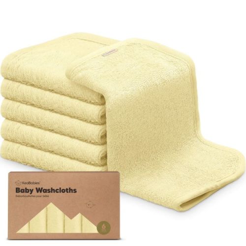 6pk Deluxe Baby Washcloths, Organic and Soft Baby Wash Cloth, Baby Bath Towel, Face Cloths (Sunshine)