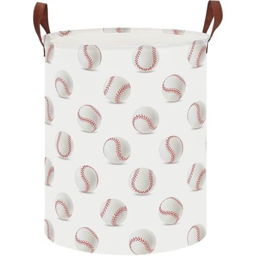 CLOCOR Kids Laundry Basket,Waterproof Baby Boys Nursery Hamper,Collapsible Fabric Storage Container,Toys Bin,Room Decor,Gift Basket（Baseball