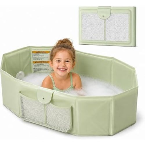 UNCLE WU Collapsible Baby Bathtub for 6M-3Y, Portable Toddler Travel Tub