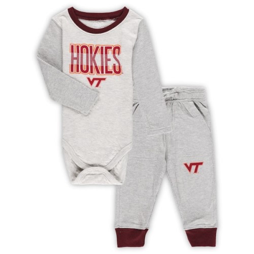 Infant Wes & Willy Heather Gray Virginia Tech Hokies Jie Jie Long Sleeve Bodysuit & Pants Set