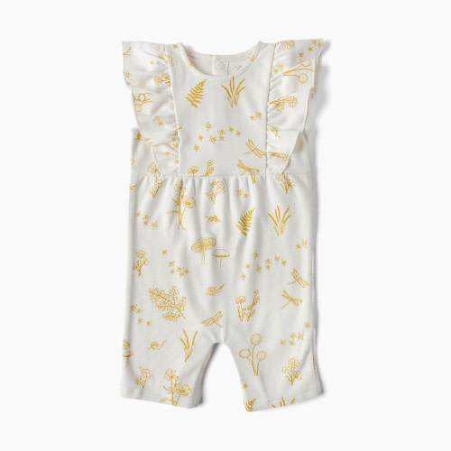 Pehr Short Sleeve Crop Leg Romper - Botanica, 0-3m