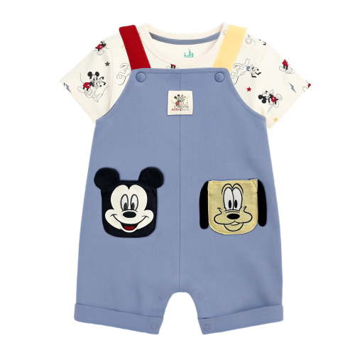 Mickey & Pluto Baby Boy 2 Piece Shortall Set, Sizes 0-24 Months