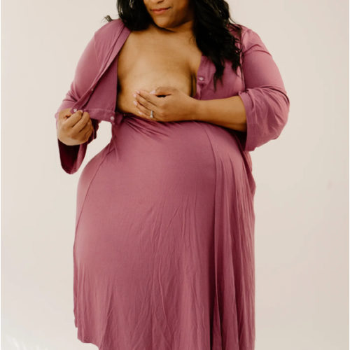 Lila Labor & Postpartum Gown in Dusty Rose